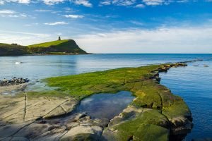 The beautiful coastal landscape at Kimmeridge bay in Dorset. This is one of the many wonders to be found on the Jurassic coast, an UNESCO world heritage site.