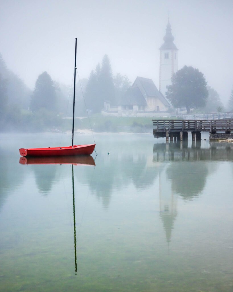 Morning mist at Lake Bohinj, Triglav National Park, Slovenia